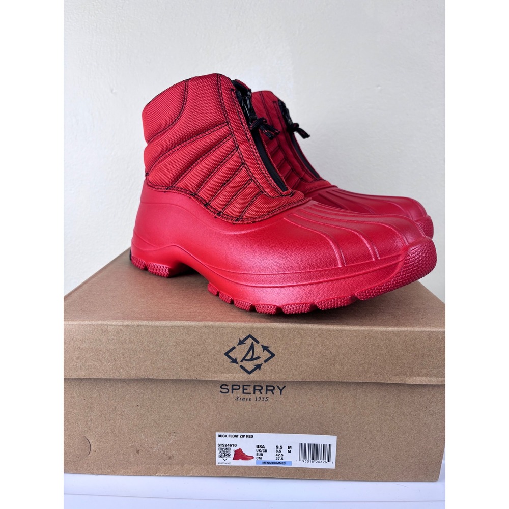 New Sperry Duck Float by Zip Waterproof Rain Snow Boots Men's 9.5 Women's 11 Red